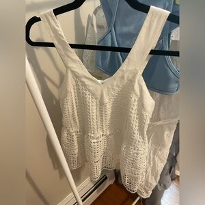 White Sleeveless Crochet Style Top